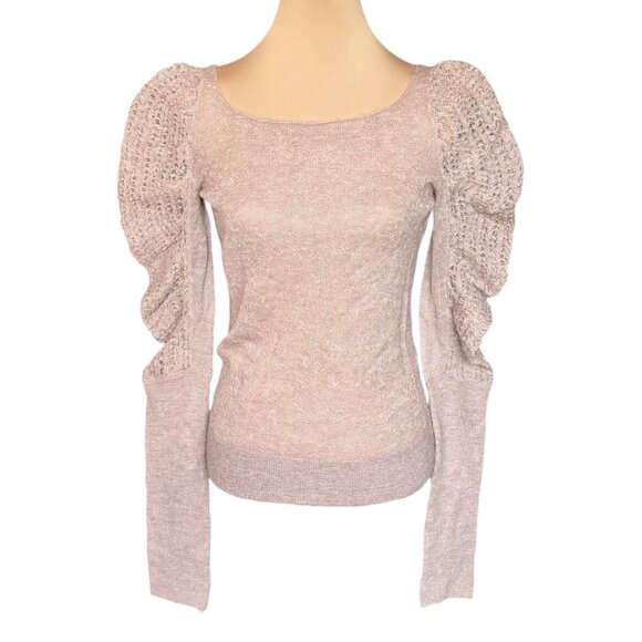 NWOT Bird by Juicy Couture Alpaca Sweater Sz M Puff Sleeve Zip Back Coquette - Picture 11 of 11